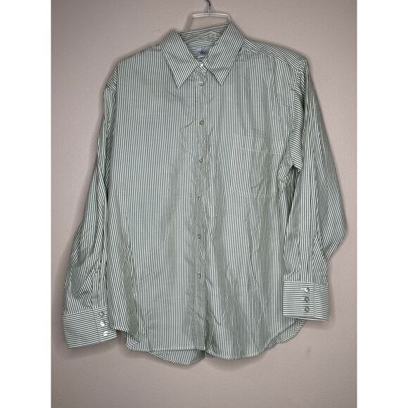 Kathie Lee 100% silk‎ Striped Button Down Shirt Professional Office Wear Size 12 - Picture 1 of 7